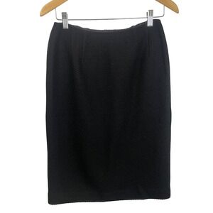 VTG Talbots Wool‎ Blend Pencil Skirt Black Italian Fabric Womens Size 6